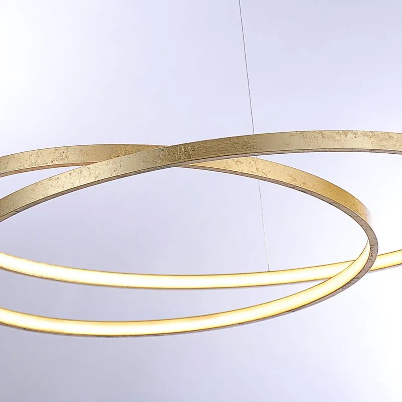 Candeeiro de suspensão design dourado 72 cm com LED regulável - Rowan Design