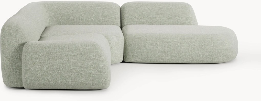Sofá de canto modular em bouclé com chaise longue Wolke (4 lugares)