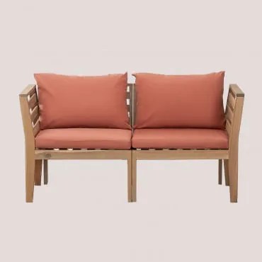 Sofá De Jardim Modular Filips De 2 Peças Com Braços Em Madeira De Acácia Terracota - Sklum