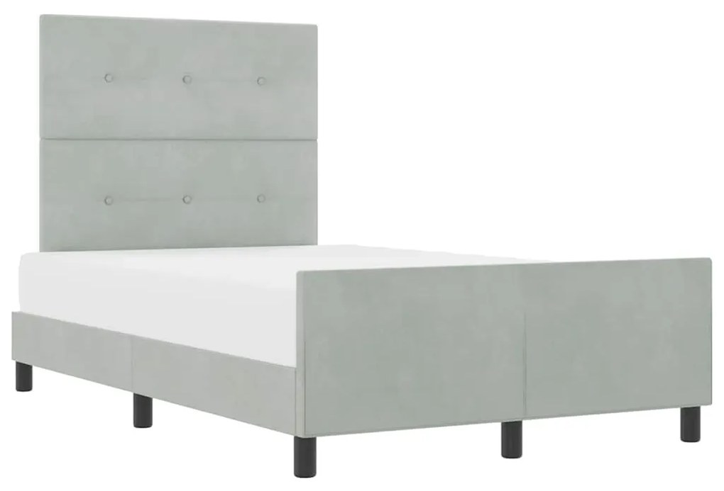 Cama de Veludo Cinzento-claro vidaXL 120x200 cm