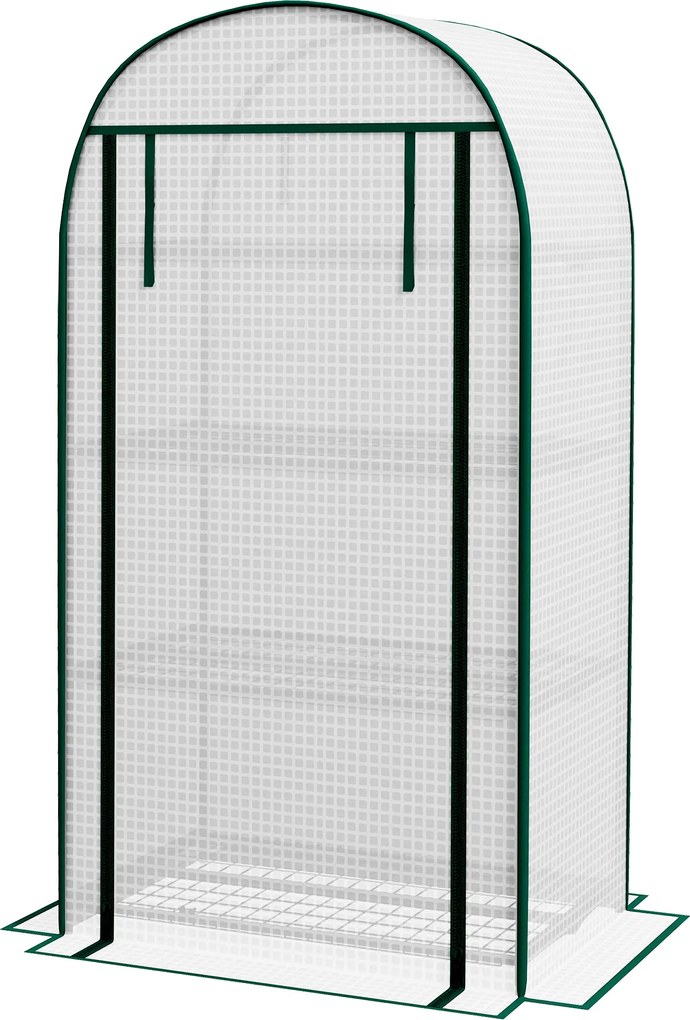 Estufa de jardim 80 x 50 x 160 cm e de varanda resistente aos raios UV, com porta enrolável, 4 prateleiras e cobertura em PE,, branca