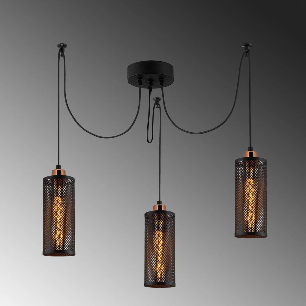 Chandelier Amasra – Preto e Bronze – 100 x 10 cm