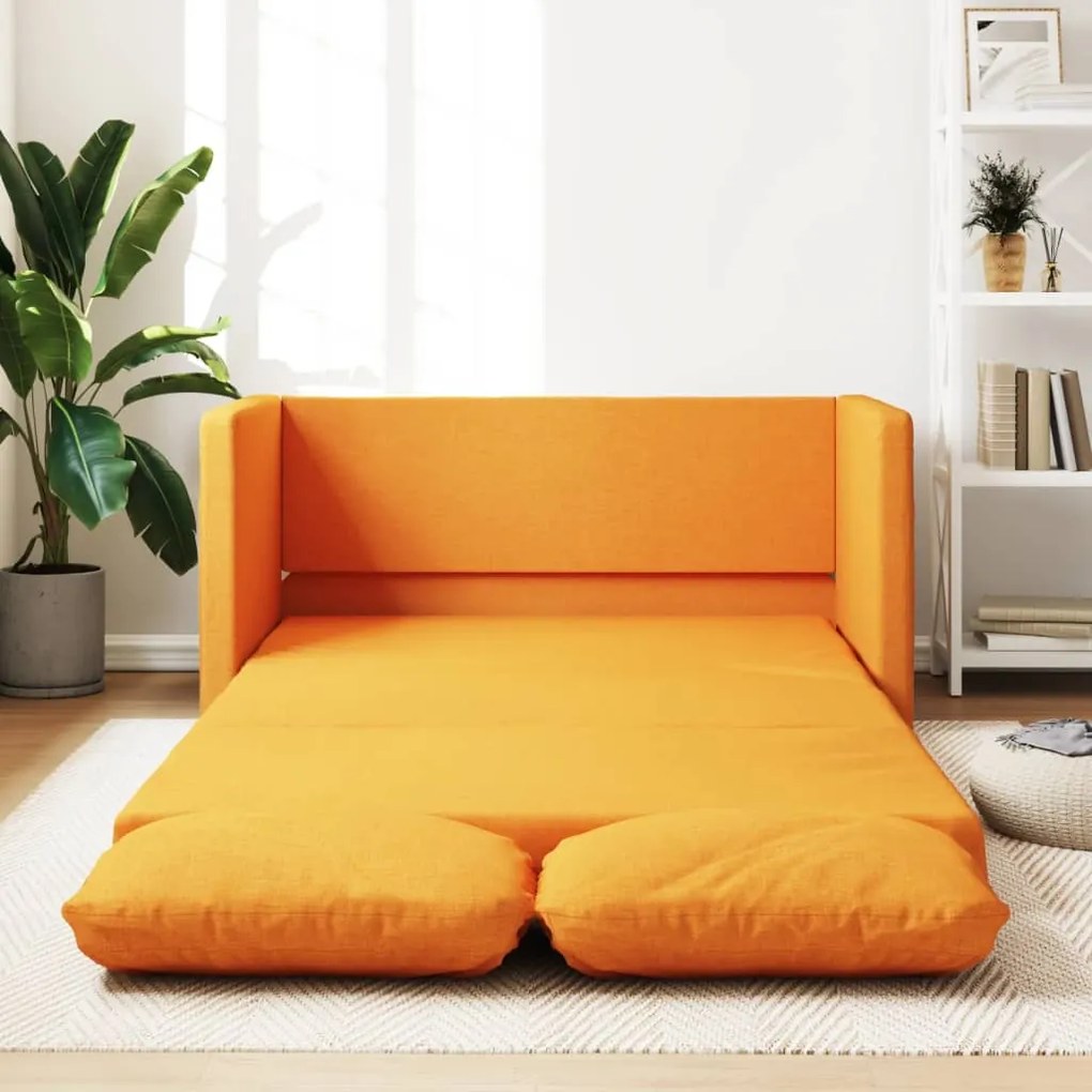 vidaXL Sofá-cama sem pés 112x174x55 cm tecido amarelo-escuro