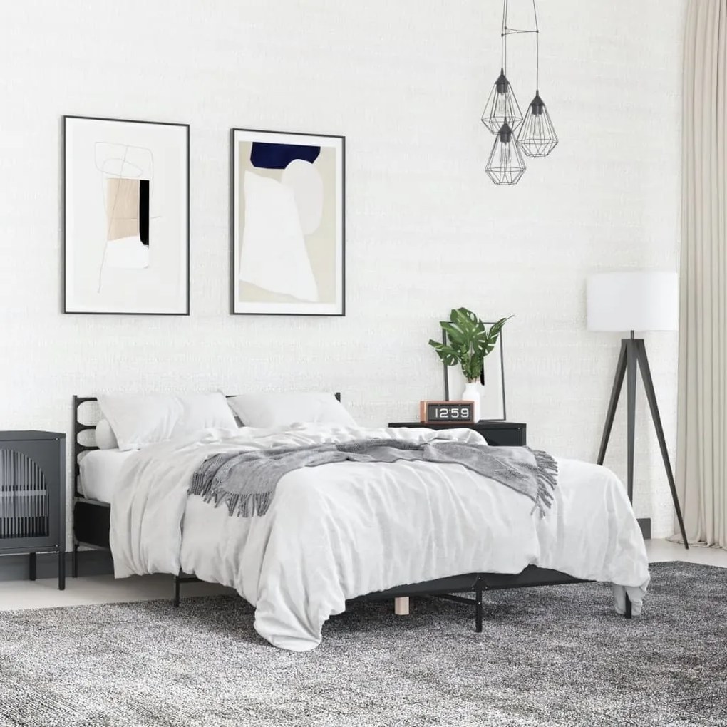 vidaXL Estrutura de cama 140x190 cm derivados de madeira/metal preto