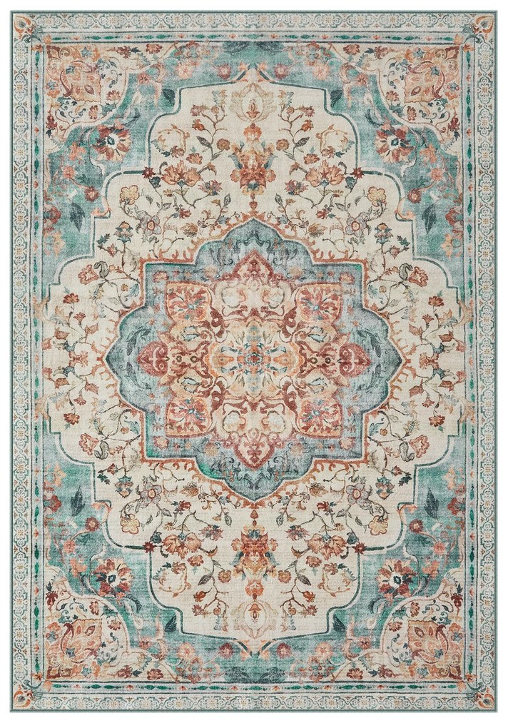 Tapete vintage de área para sala com padrão acolhedor. | SONGMICS HOME | 170 x 120 x 0.1 cm | azul aguamarina | TAR032Q01.