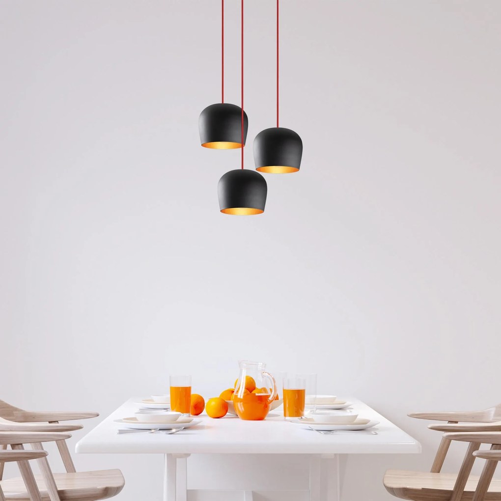 Candeeiro de Teto Berceste – Preto e Vermelho – Diâmetro 48 cm