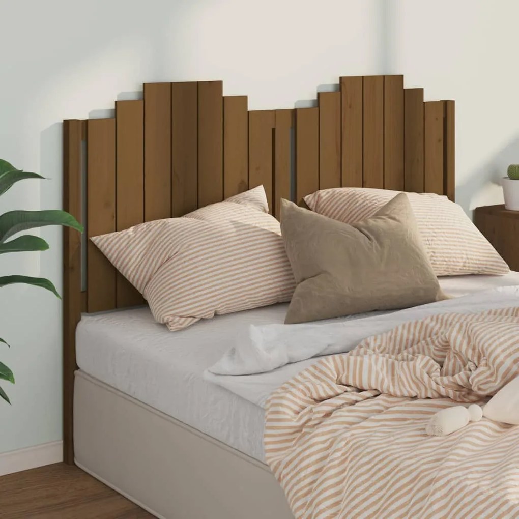 vidaXL Cabeceira de cama 156x4x110 cm pinho maciço castanho mel