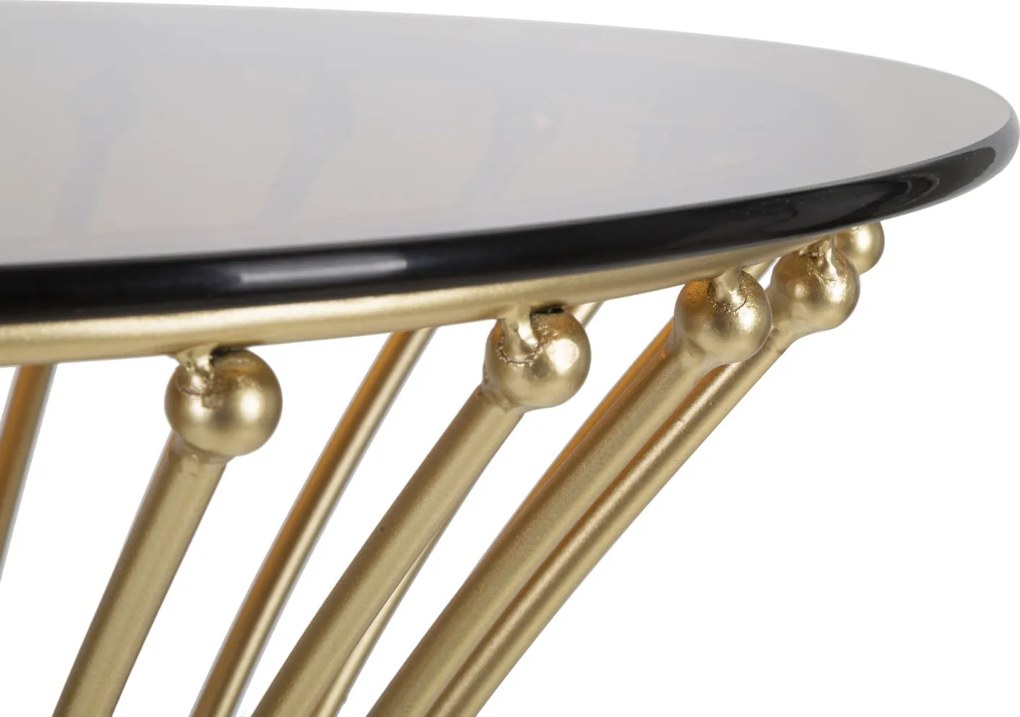 Mesa de Centro Centur Redonda – Ø50x103 cm – Dourado e Vidro Fumê