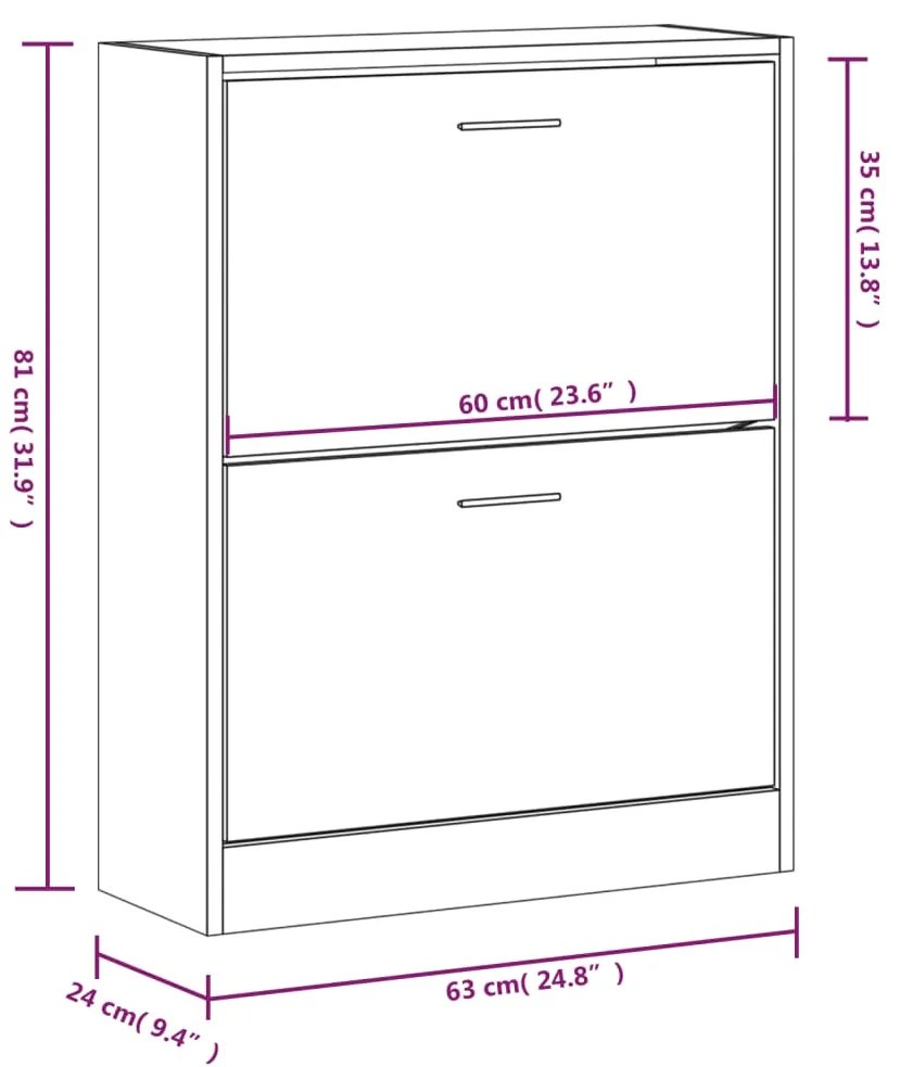 Sapateira 63x24x81 cm derivados de madeira branco brilhante