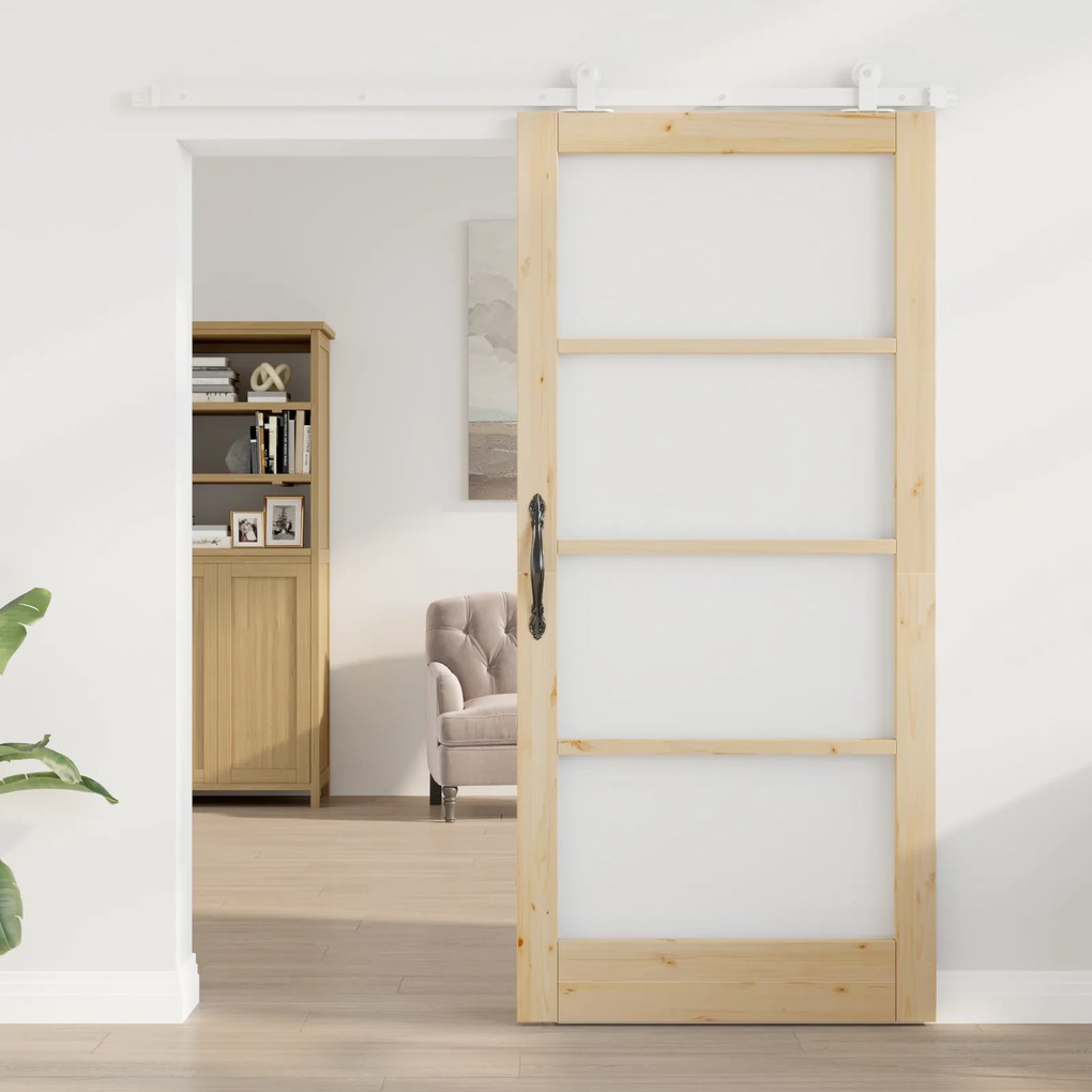 Porta Deslizante vidaXL com Conjunto de Hardware 'ORKDAL'em Madeira Ma