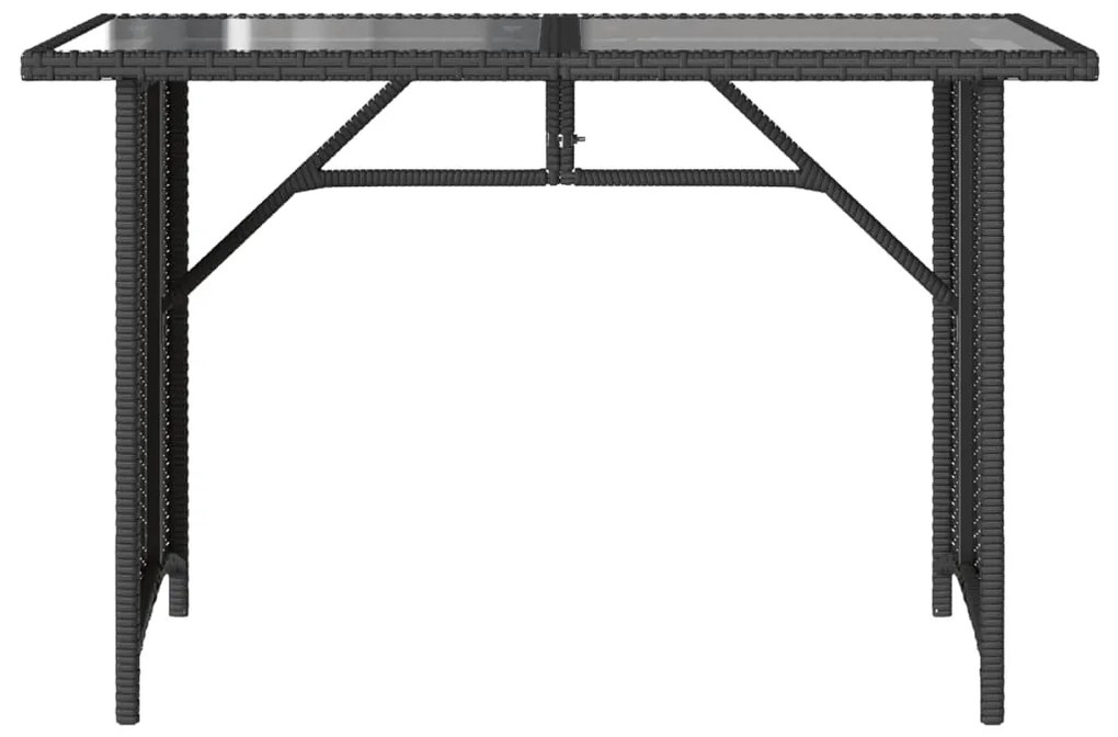 Mesa de jardim com tampo de vidro 110x68x70 cm vime PE preto
