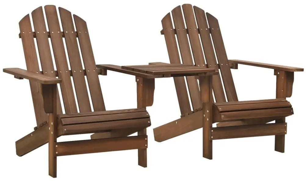 Cadeiras jardim Adirondack + mesa centro madeira abeto castanho