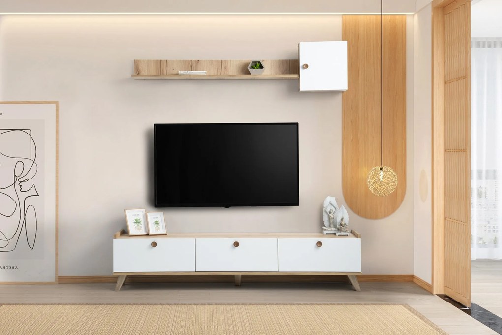 Móvel TV Sumer – Carvalho/Branco – 178x34,6x44,8 cm