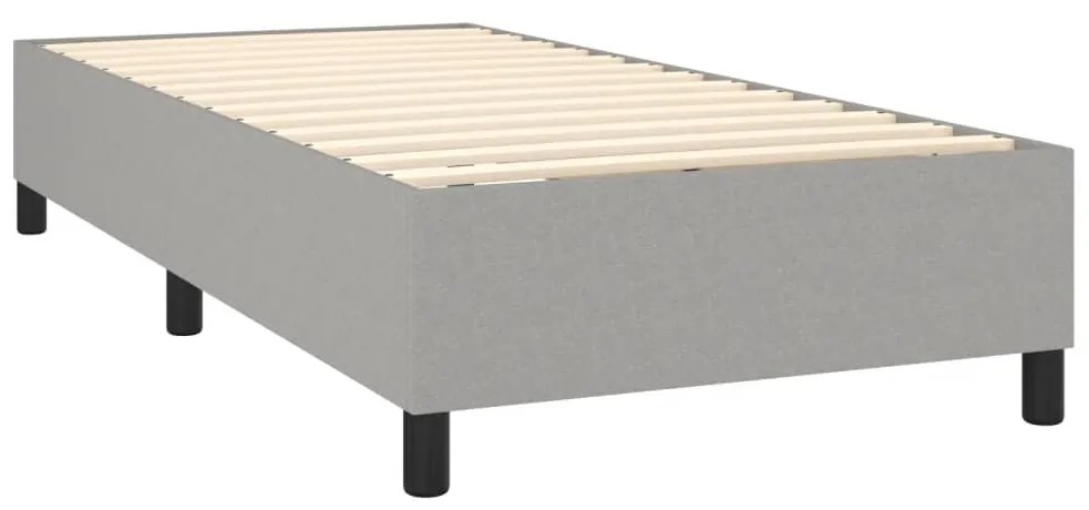 Cama box spring c/ colchão e LED 90x190 cm tecido cinza-claro