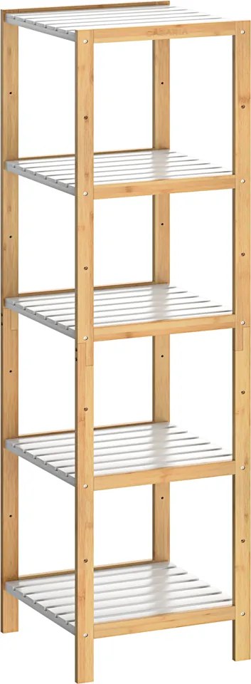 Estante de banheiro em bambu 140 x 33 x 34 cm Castanho + Branco