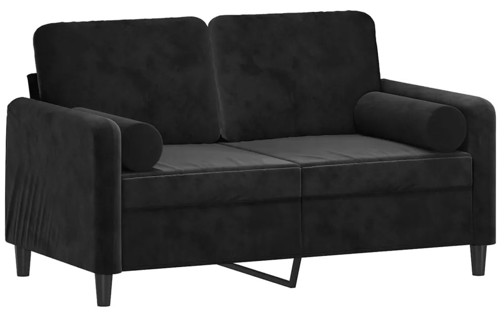 Sofá 2 lugares c/ almofadas decorativas 120 cm veludo preto