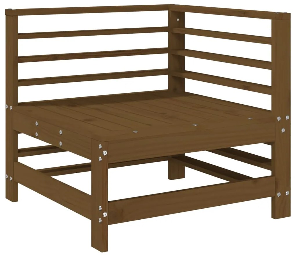 Sofás de canto p/ jardim 2pcs madeira pinho maciça castanho-mel