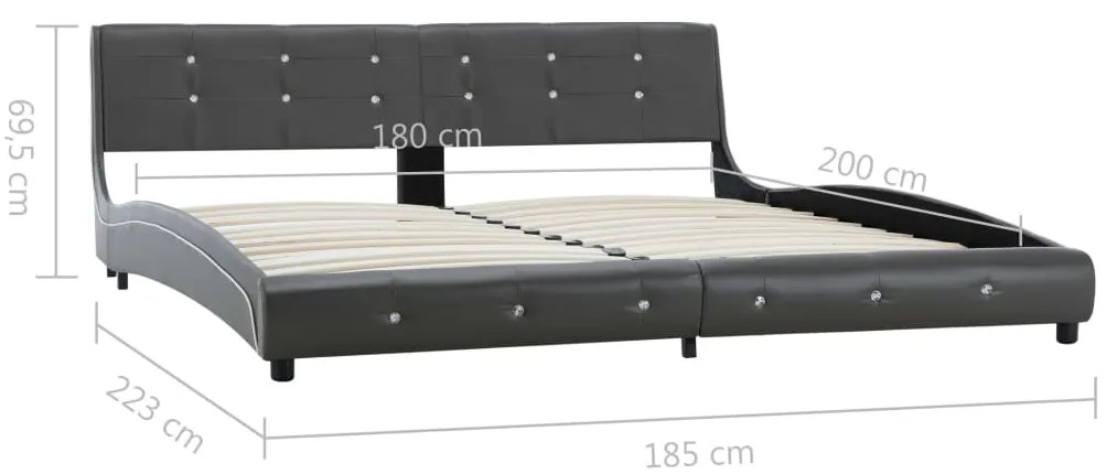 Estrutura de cama 180x200 cm couro artificial cinzento