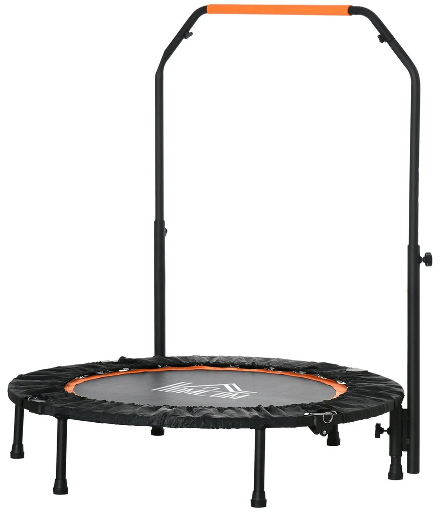 Trampolim Fitness Ø102 Trampolim Dobrável com Pega Ajustável em 4 Níveis Estrutura de Aço Preto e Laranja