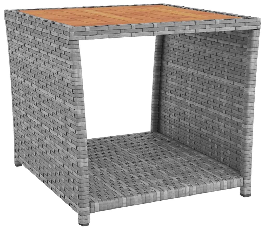 3 pcs conjunto lounge de jardim vime PE/acácia maciça cinza