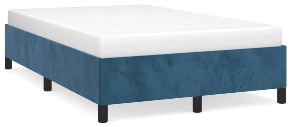 vidaXL Estrutura de cama com colchão azul escuro 120x190 cm Veludo