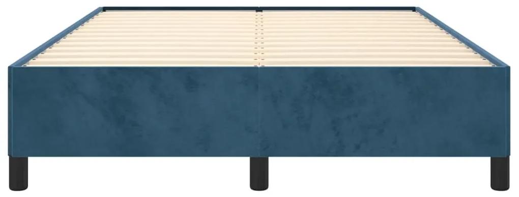 Estrutura de cama 140x200 cm veludo azul-escuro