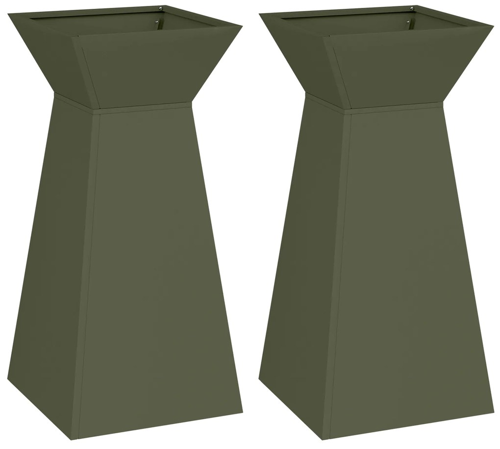 Conjunto de Suporte para Plantas Verde Azeitona Metal
