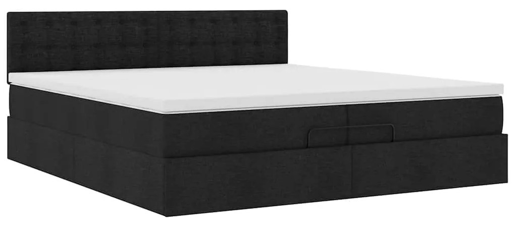 Estrutura de cama otomana com colchão 200x200 cm tecido preto