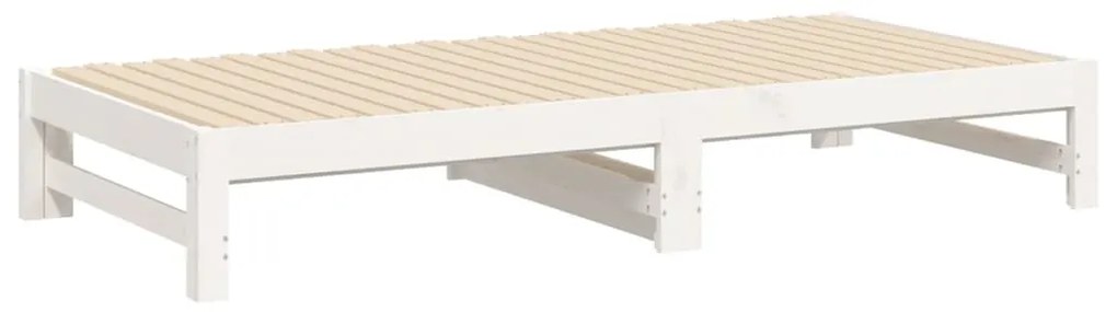 Sofá-cama de puxar 2x(75x190) cm madeira de pinho maciça branco