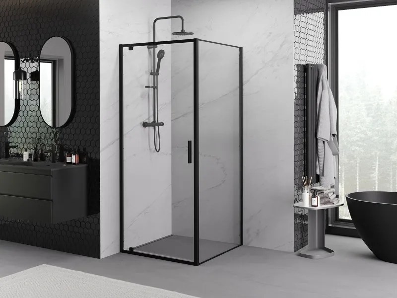 Mexen Exo-BR cabine de duche pivotante 100 x 100 cm, transparente, preta - 8181-100-100-70-00