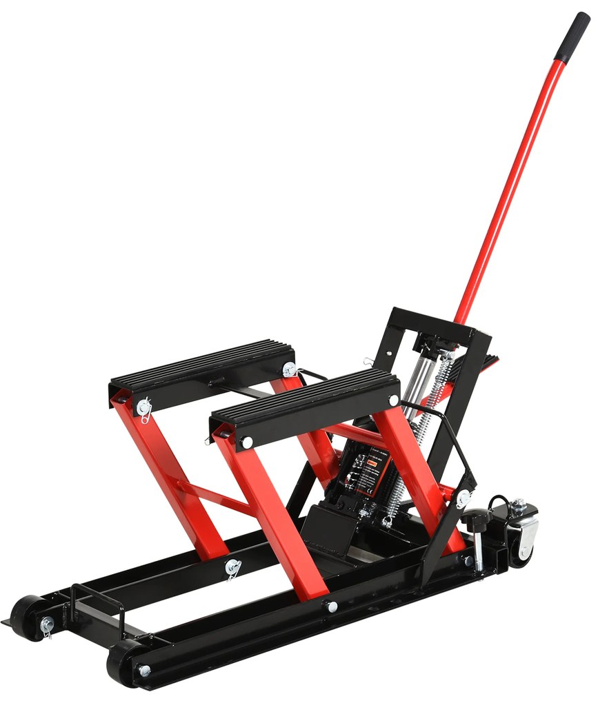DURHAND Elevador hidráulico de aço para motocicleta Suporte 680 kg 110x36x67 cm Preto e Vermelho | Aosom Portugal