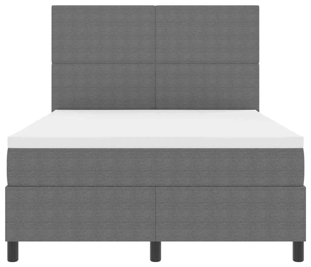 Cama Box Spring com Colchão Cinza Claro 160x200 cm Tecido Canele