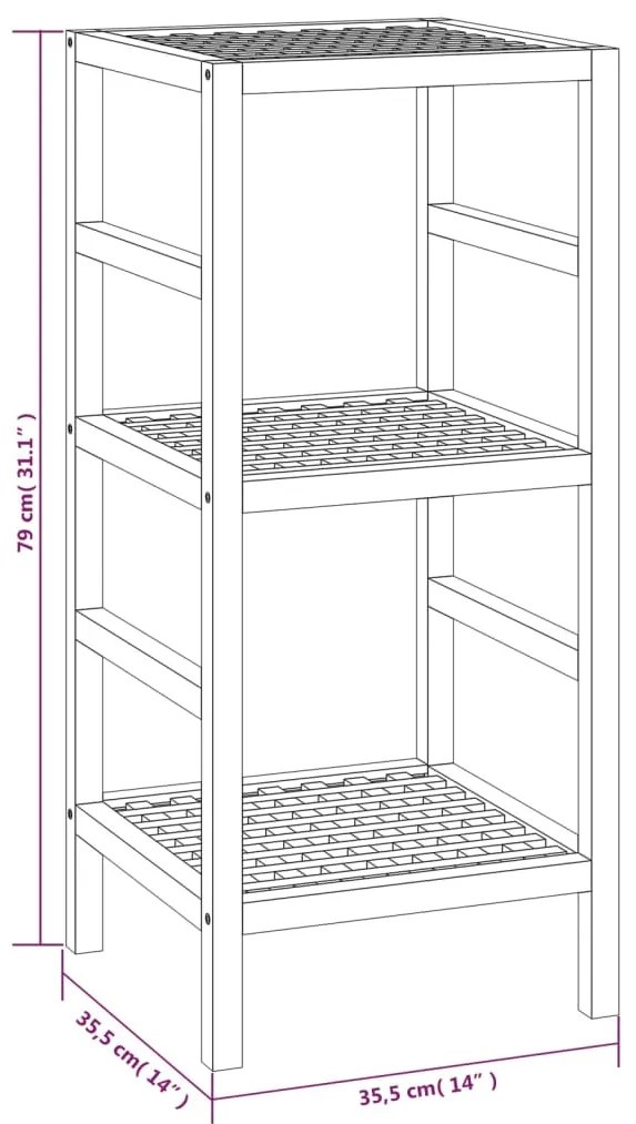 Unidade de prateleiras WC 35,5x35,5x79 cm nogueira maciça