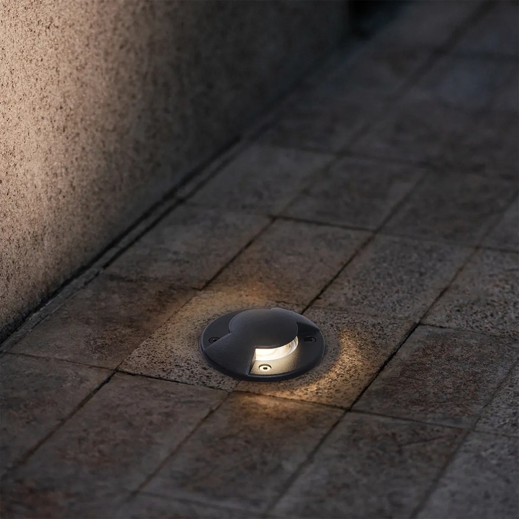 Conjunto de 6 Spots de Solo Modernos Preto GU10 50mm Efeito de 2 Luzes IP65 - Cellar