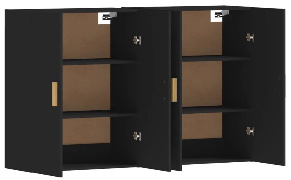 Móveis de parede 2 pcs derivados de madeira preto