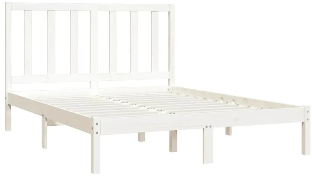 Estrutura de cama pequena casal 120x190 cm pinho maciço branco