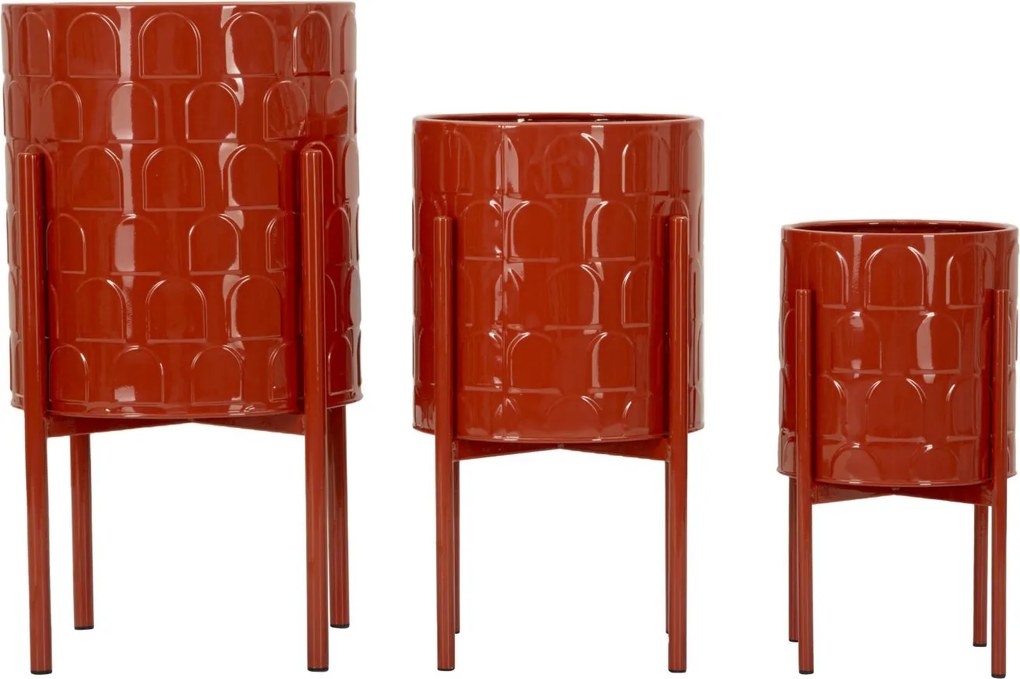 CONJUNTO DE 3 VASOS ARCHY VERMELHO Ø 36X56,5-30X48,5-24X37,5 (PLANTAS NÃO INCLUIDAS)