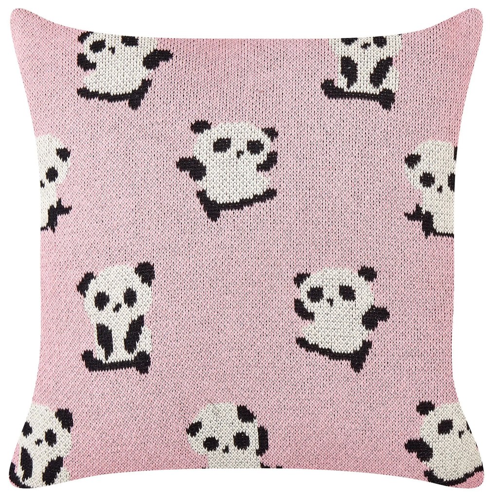 Conjunto 2 almofadas decorativas em algodão rosa com padrão de pandas 45 x 45 cm TALOKAN Beliani