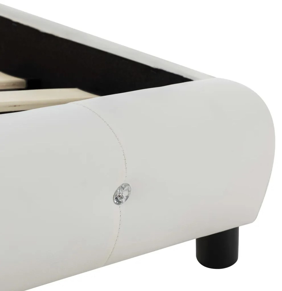 Estrutura de cama 90x200 cm couro artificial branco