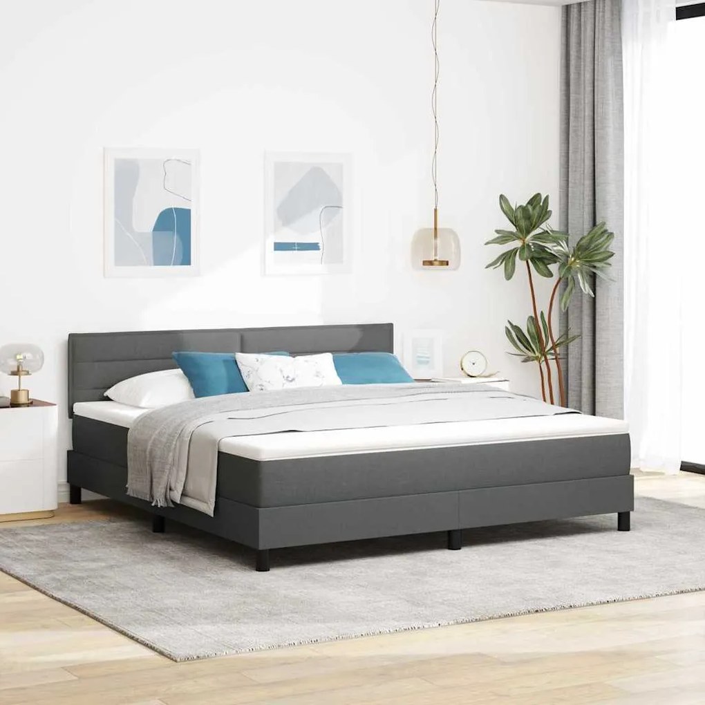 vidaXL Cama Box com colchão Cinza Escuro 180 x 200 cm tecido