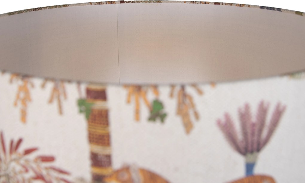 Candeeiro de Pé Japandi Bege com Abajur com Padrão Animal Multicolorido 50cm - Simplo