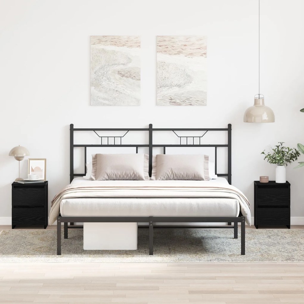 Camas de cabeceira vidaXL com gavetas 2 pcs Carvalho Preto 30x30x40 cm
