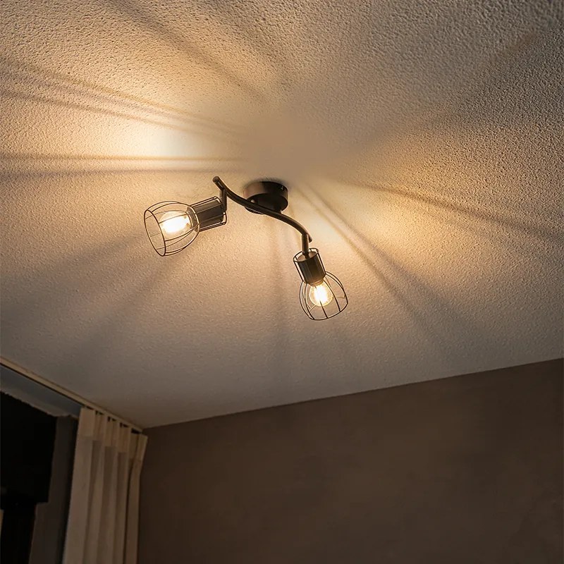 Candeeiro de teto moderno preto 2 luzes ajustáveis - Botu