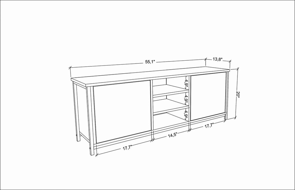 Móvel TV Otis – Dourado e Branco – 140 cm x 35,3 cm x 50,8 cm
