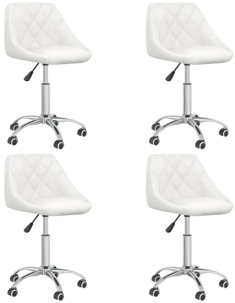 Cadeiras de jantar giratórias 4 pcs couro artificial branco