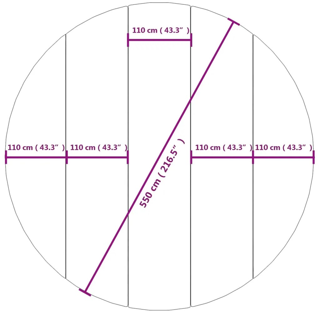 Pano para chão de piscinas Ø550 cm poliéster geotêxtil cinza