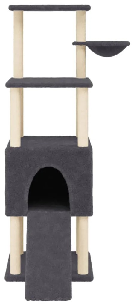 Árvore p/ gatos c/ postes arranhadores sisal 153cm cinza-escuro