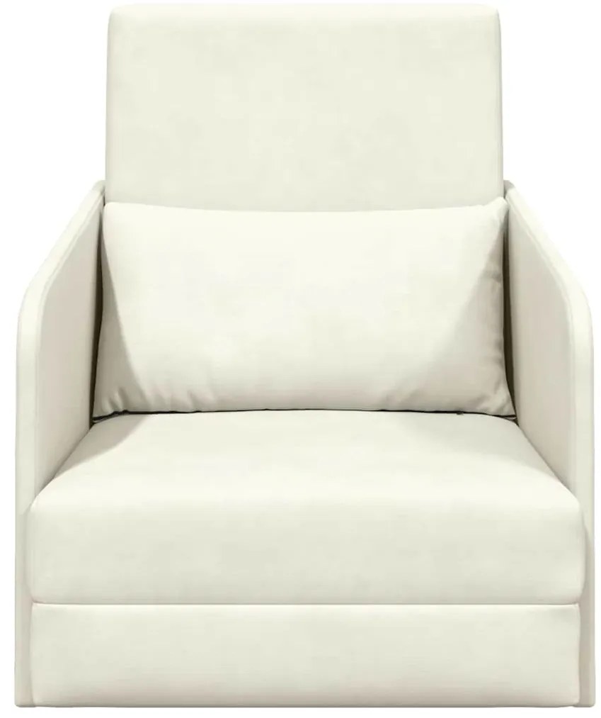 Sofá Cama de Piso 2-em-1 Creme 65x80x83 cm Veludo