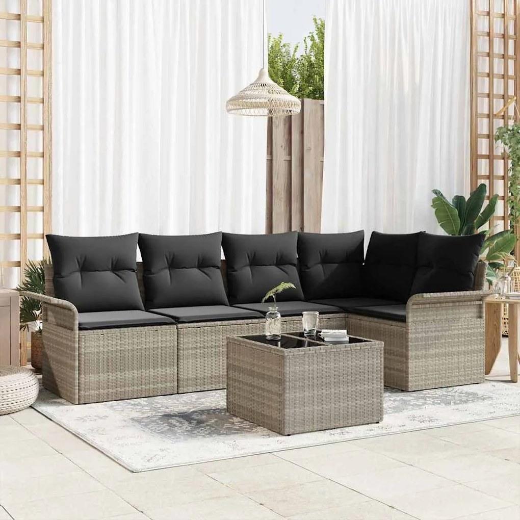vidaXL Conjunto de Sofá de Jardim 6 pcs Cinzeto 55 x 55 x 37 cm