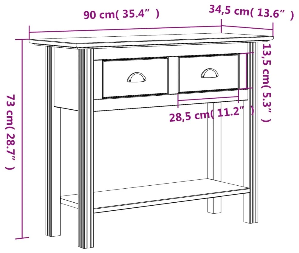 Consola de Entrada Outo em Madeira de Pinho - Castanho/Branco - Design